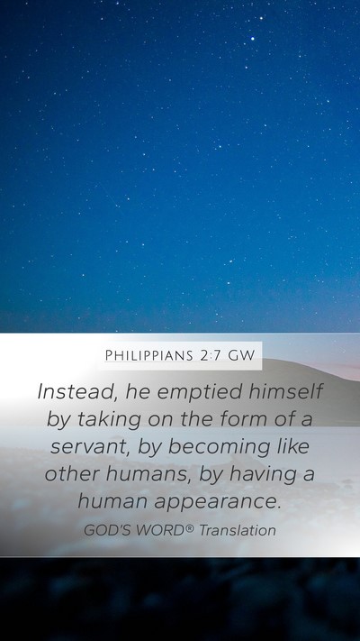 Philippians 2:7 GW Bible Verse Image