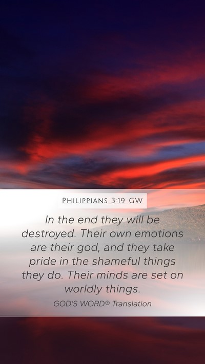 Philippians 3:19 GW Bible Verse Image