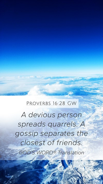 Proverbs 16:28 GW Bible Verse Image