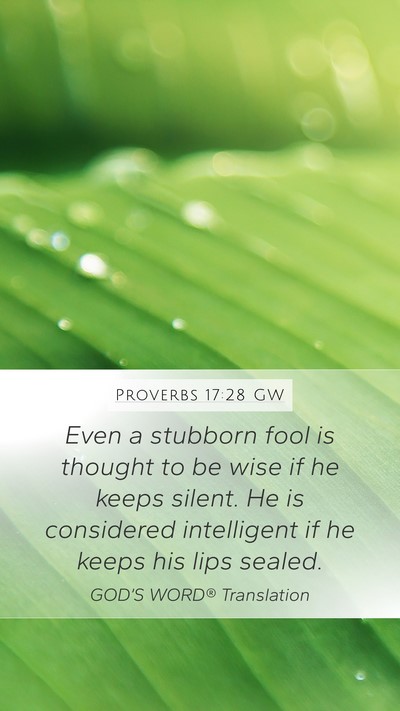 Proverbs 17:28 GW Bible Verse Image