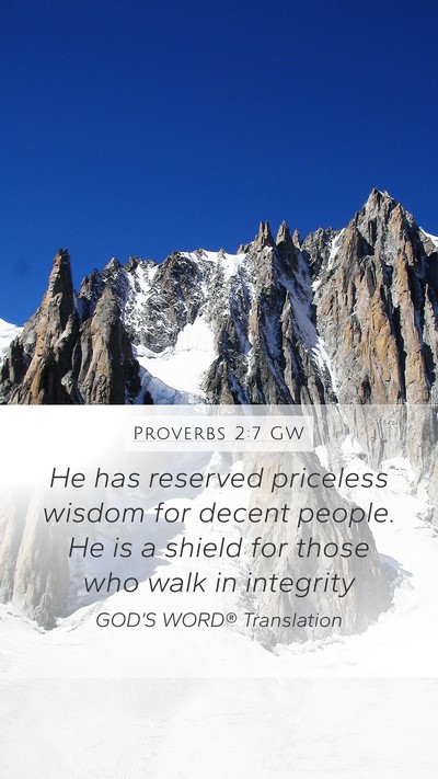 Proverbs 2:7 GW Bible Verse Image