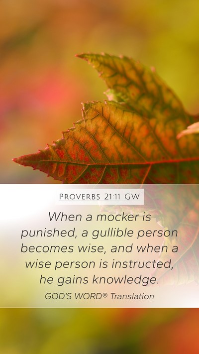 Proverbs 21:11 GW Bible Verse Image