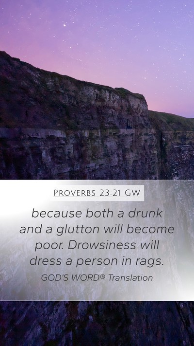 Proverbs 23:21 GW Bible Verse Image