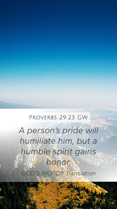Proverbs 29:23 GW Bible Verse Image