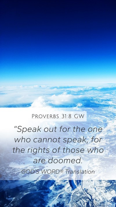 Proverbs 31:8 GW Bible Verse Image