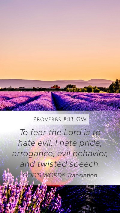 Proverbs 8:13 GW Bible Verse Image