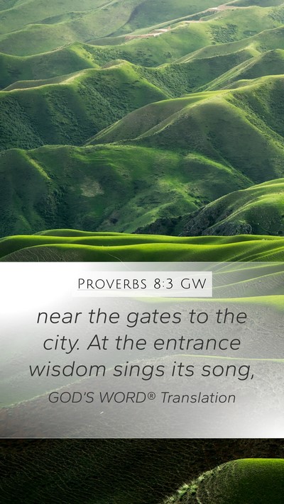 Proverbs 8:3 GW Mobile Phone Wallpaper - near the gates to the city. At the entrance - Mobile Bible Verse Wallpaper