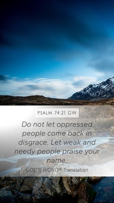 Psalm 74:21 GW Bible Verse Image
