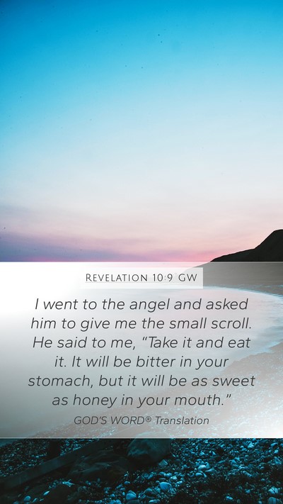 Revelation 10:9 GW Bible Verse Image