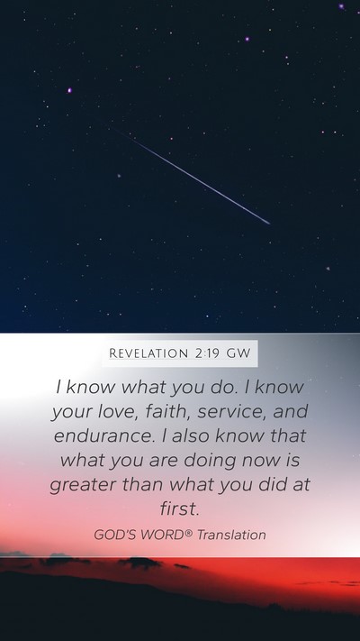 Revelation 2:19 GW Bible Verse Image