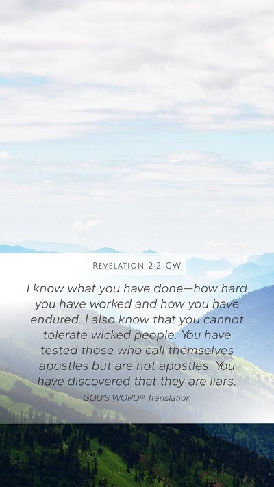 Revelation 2:2 GW Bible Verse Image