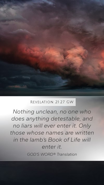 Revelation 21:27 GW Bible Verse Image