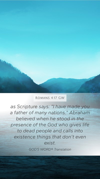 Romans 4:17 GW Bible Verse Image