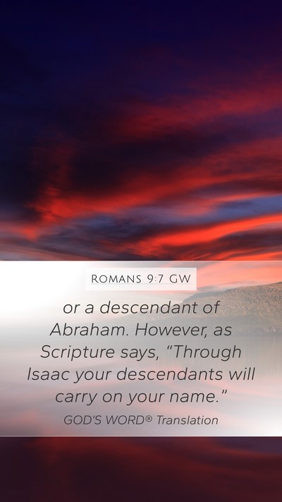Romans 9:7 GW Bible Verse Image