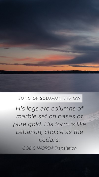 Song of Solomon 5:15 GW Mobile Phone Wallpaper - His legs are columns of marble set on bases of - Mobile Bible Verse Wallpaper