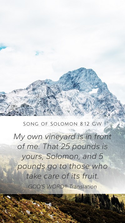 Song of Solomon 8:12 GW Mobile Phone Wallpaper - My own vineyard is in front of me. That 25 pounds - Mobile Bible Verse Wallpaper