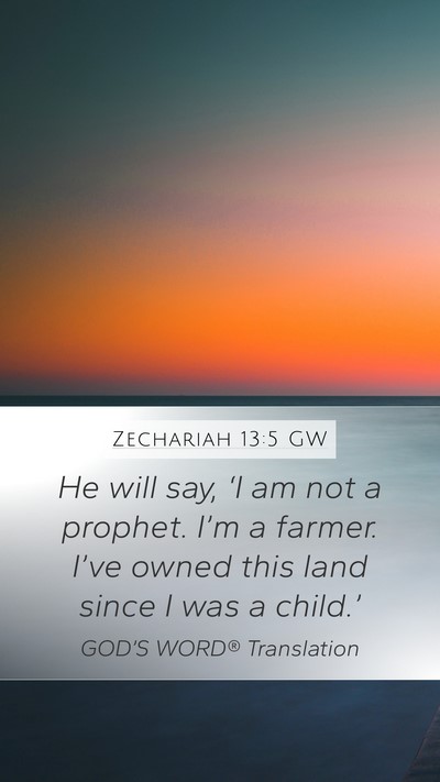 Zechariah 13:5 GW Mobile Phone Wallpaper - He will say, ‘I am not a prophet. I’m a - Mobile Bible Verse Wallpaper